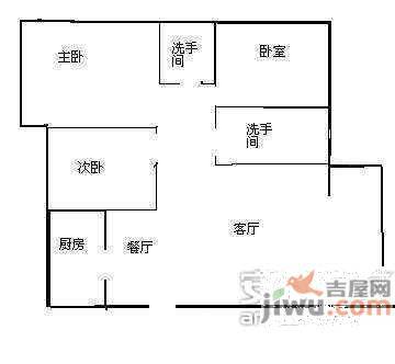 莲花北3室2厅1卫88㎡户型图