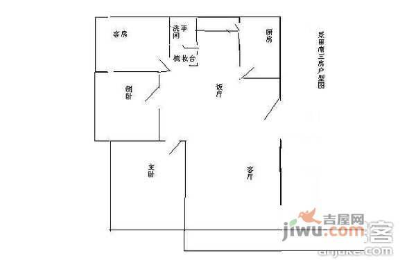 莲花北3室2厅1卫88㎡户型图