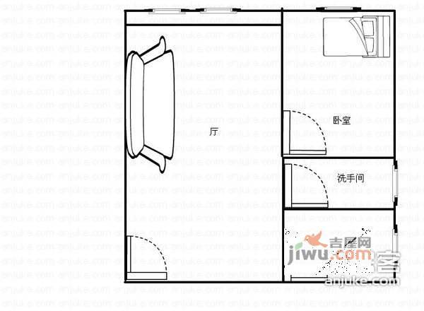 风格名苑1室1厅1卫51㎡户型图