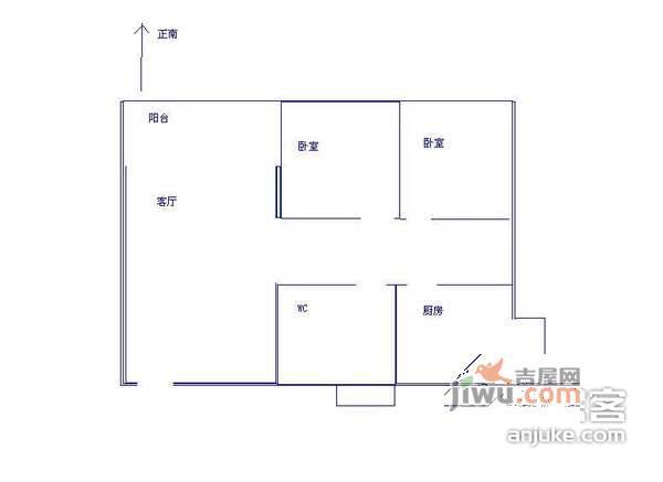 风格名苑2室1厅1卫65㎡户型图