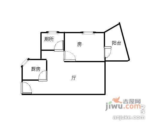 风格名苑1室1厅1卫51㎡户型图