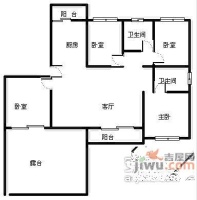 太子山庄二期3室2厅1卫121㎡户型图