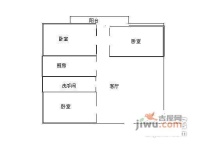 庆安航空大厦3室1厅1卫80㎡户型图