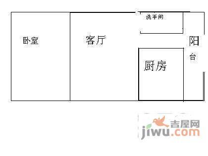 花园广场1室1厅1卫50㎡户型图