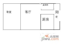 花园广场1室1厅1卫50㎡户型图