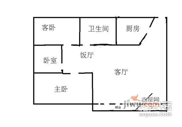 花园广场3室2厅1卫114㎡户型图