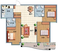 翠榕花园3室2厅1卫96㎡户型图