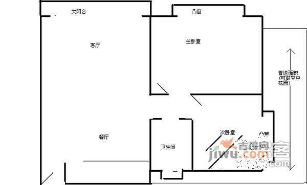 中航阳光新苑2室2厅1卫69㎡户型图