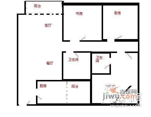 聚宝花园3室2厅2卫106㎡户型图