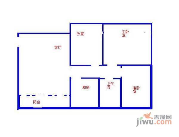 聚宝花园3室2厅2卫106㎡户型图