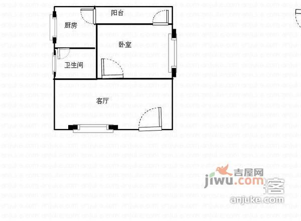 青橙时代公寓1室1厅1卫35㎡户型图