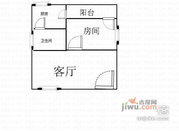 青橙时代公寓1室0厅1卫户型图