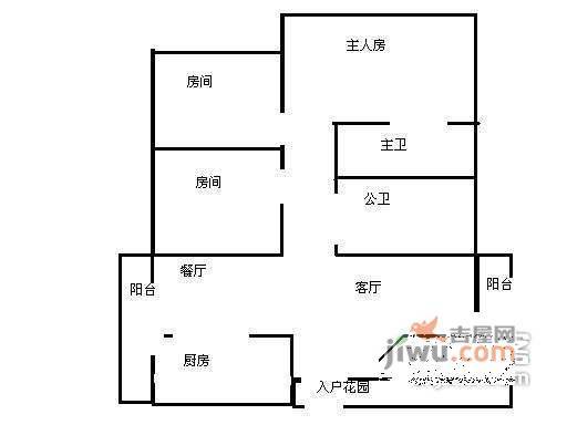 东源阁3室2厅2卫100㎡户型图