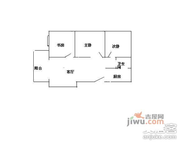 东源阁3室2厅2卫100㎡户型图