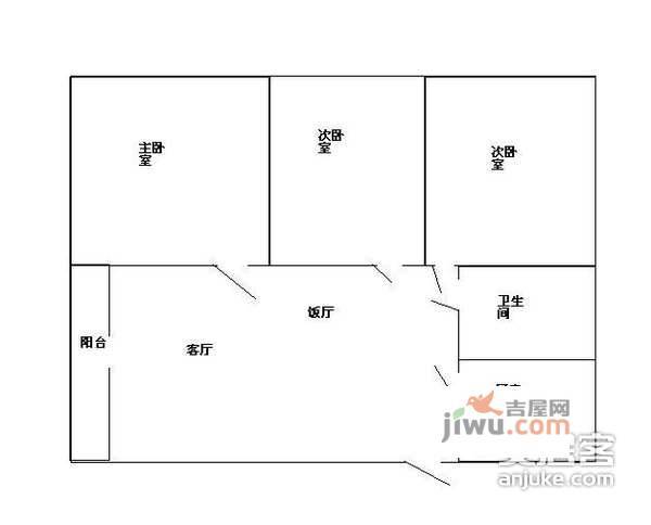 东源阁3室2厅2卫100㎡户型图