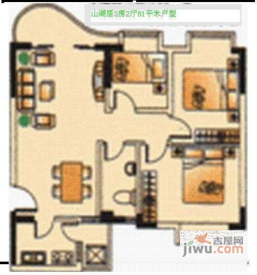 山湖居3室2厅2卫101㎡户型图