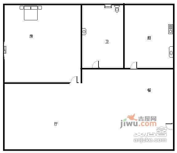 仙桐御景2室1厅1卫65㎡户型图