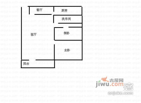 仙桐御景2室1厅1卫65㎡户型图