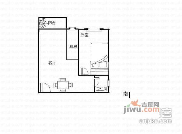 仙湖枫景家园1室1厅1卫38㎡户型图