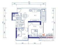 深蓝公寓2室2厅1卫63㎡户型图