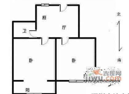 深蓝公寓2室1厅1卫62㎡户型图