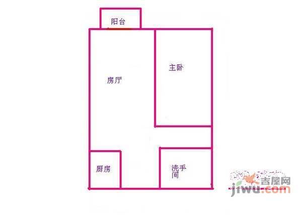 深蓝公寓1室1厅1卫45㎡户型图