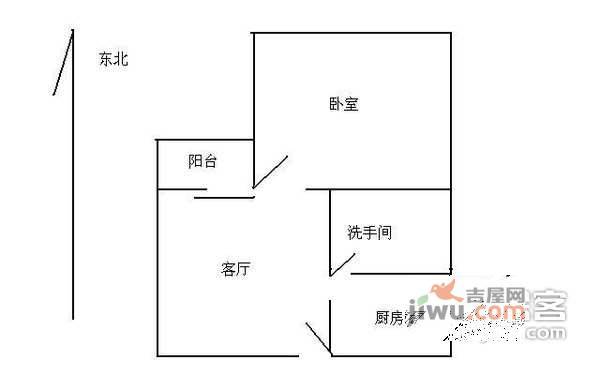 深蓝公寓1室1厅1卫45㎡户型图