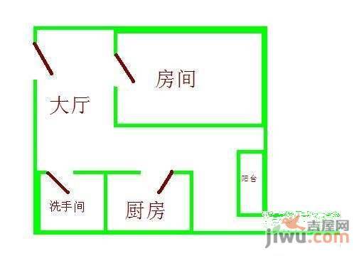 深蓝公寓1室1厅1卫45㎡户型图