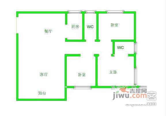 信和自由广场3室2厅1卫98㎡户型图