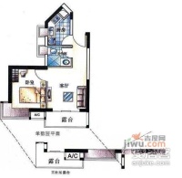 信和自由广场1室1厅1卫户型图