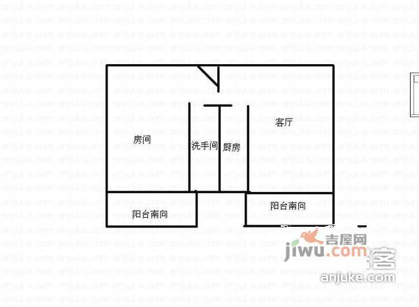 华茂苑1室1厅1卫49㎡户型图