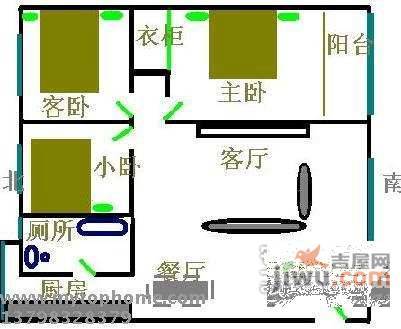 华茂苑3室2厅1卫106㎡户型图