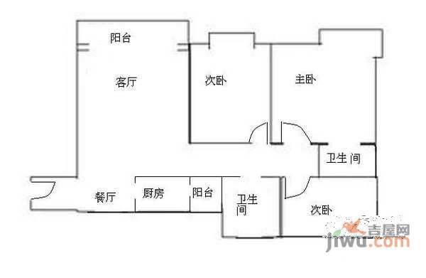 华茂苑3室2厅2卫110㎡户型图