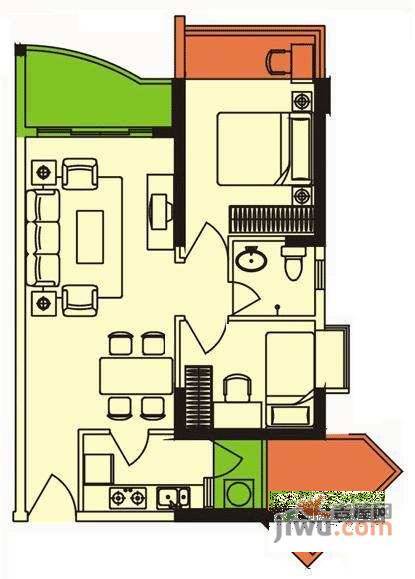 绿洲丰和家园2室2厅1卫66㎡户型图