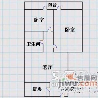 友邻公寓2室1厅1卫50㎡户型图