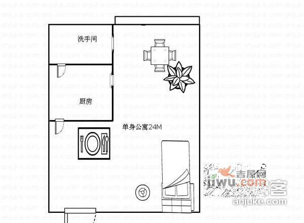 雅仕居1室0厅1卫30㎡户型图