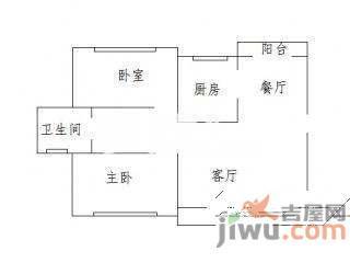 雅仕居2室1厅1卫59㎡户型图