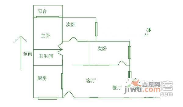 恒安花园3室2厅1卫131㎡户型图