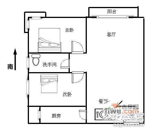 日出印象花园2室2厅1卫76㎡户型图