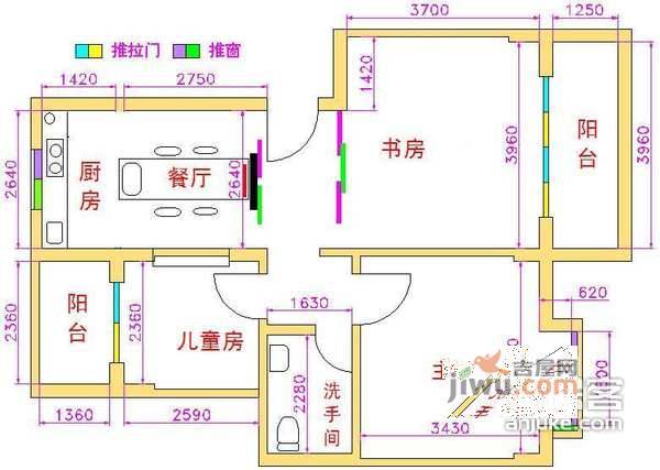 日出印象花园3室2厅2卫114㎡户型图