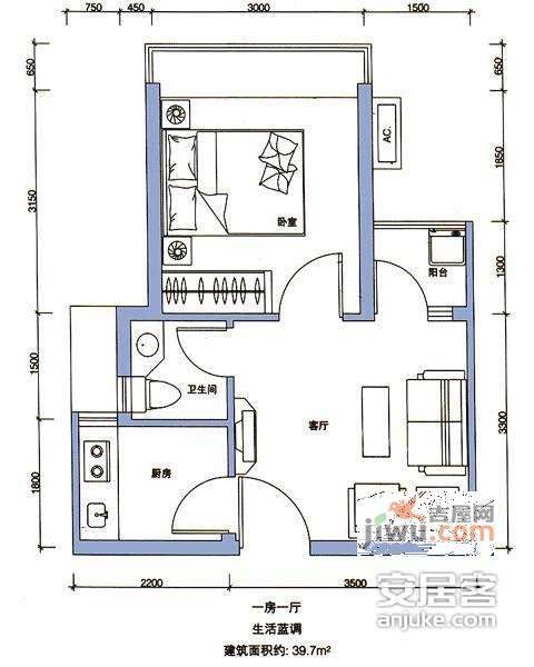 怡枫园2室2厅1卫户型图