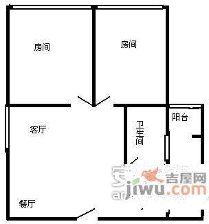 东方都会2室1厅1卫52㎡户型图