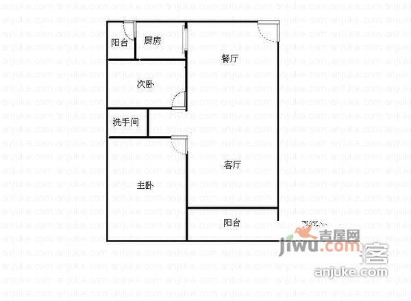 润城花园2室2厅1卫84㎡户型图