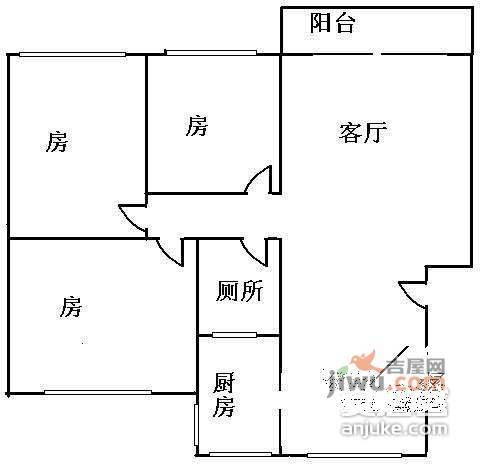 景发花园3室2厅1卫109㎡户型图