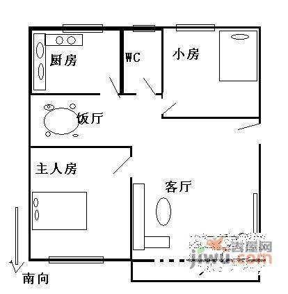 景发花园2室1厅1卫83㎡户型图