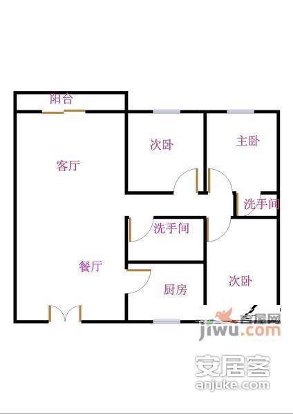 新安湖花园4室2厅2卫120㎡户型图