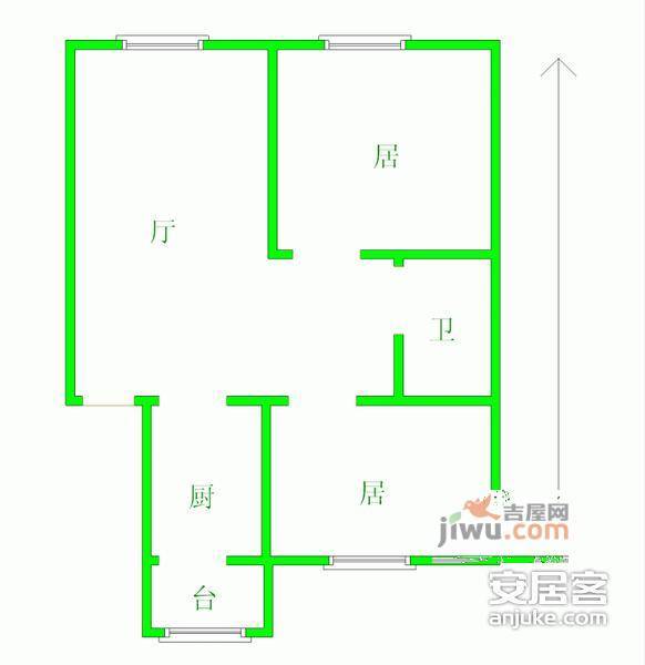 新安湖花园2室1厅1卫70㎡户型图