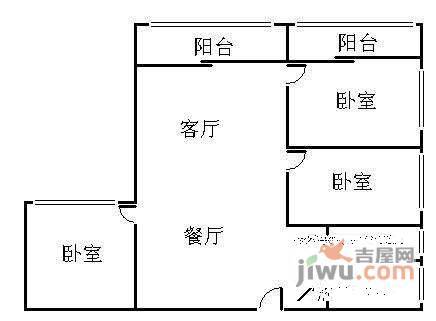 新安湖花园3室2厅2卫91㎡户型图