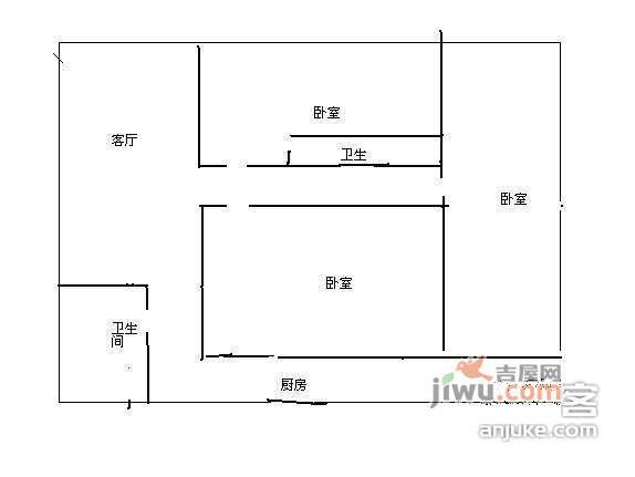 景新花园3室2厅2卫98㎡户型图