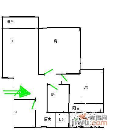 景新花园3室2厅1卫97㎡户型图